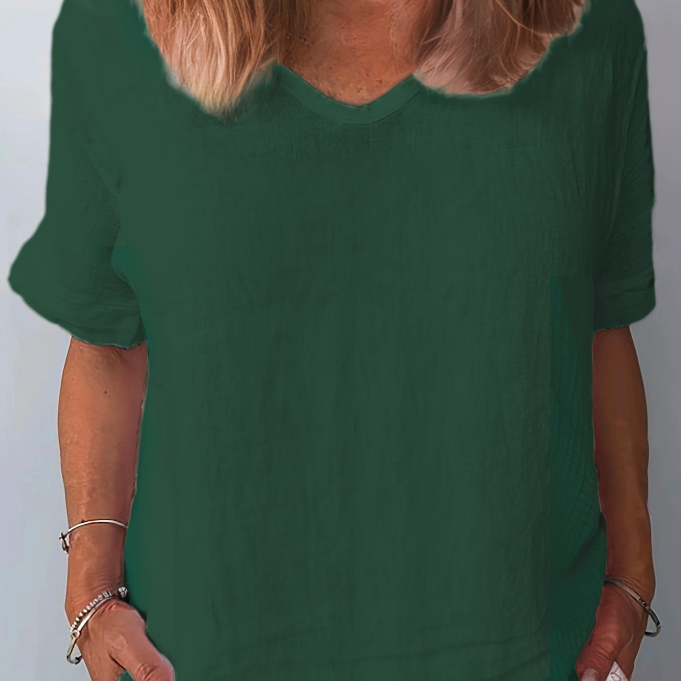 

Simple T-shirt, Short Sleeve V Neck Casual Top For Summer & Spring, Women's Clothing
