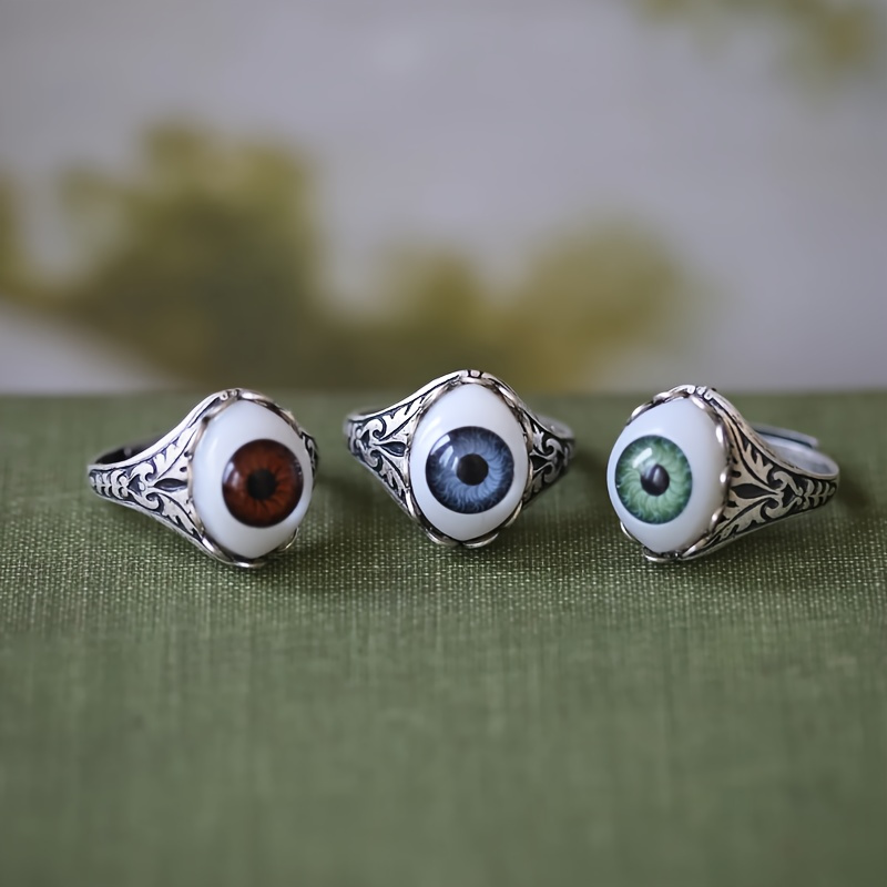 

Retro Creative Eye Design Synthetic Gems Bead Decor Alloy Finger Rings For Women And Men