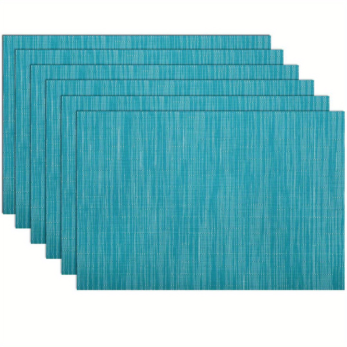 

Placemats Set Of 6 Woven Vinyl Place Mats For Dining Table Stain Resistant Table Mats (6, Blue, Orange, Green)