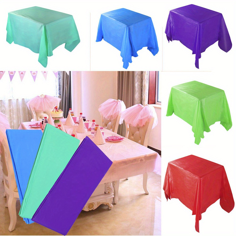 

1pc Plastic Tablecloth - Rectangle, Machine Made, Versatile & Stylish, Dustproof Disposable Table Cover For Parties & Home