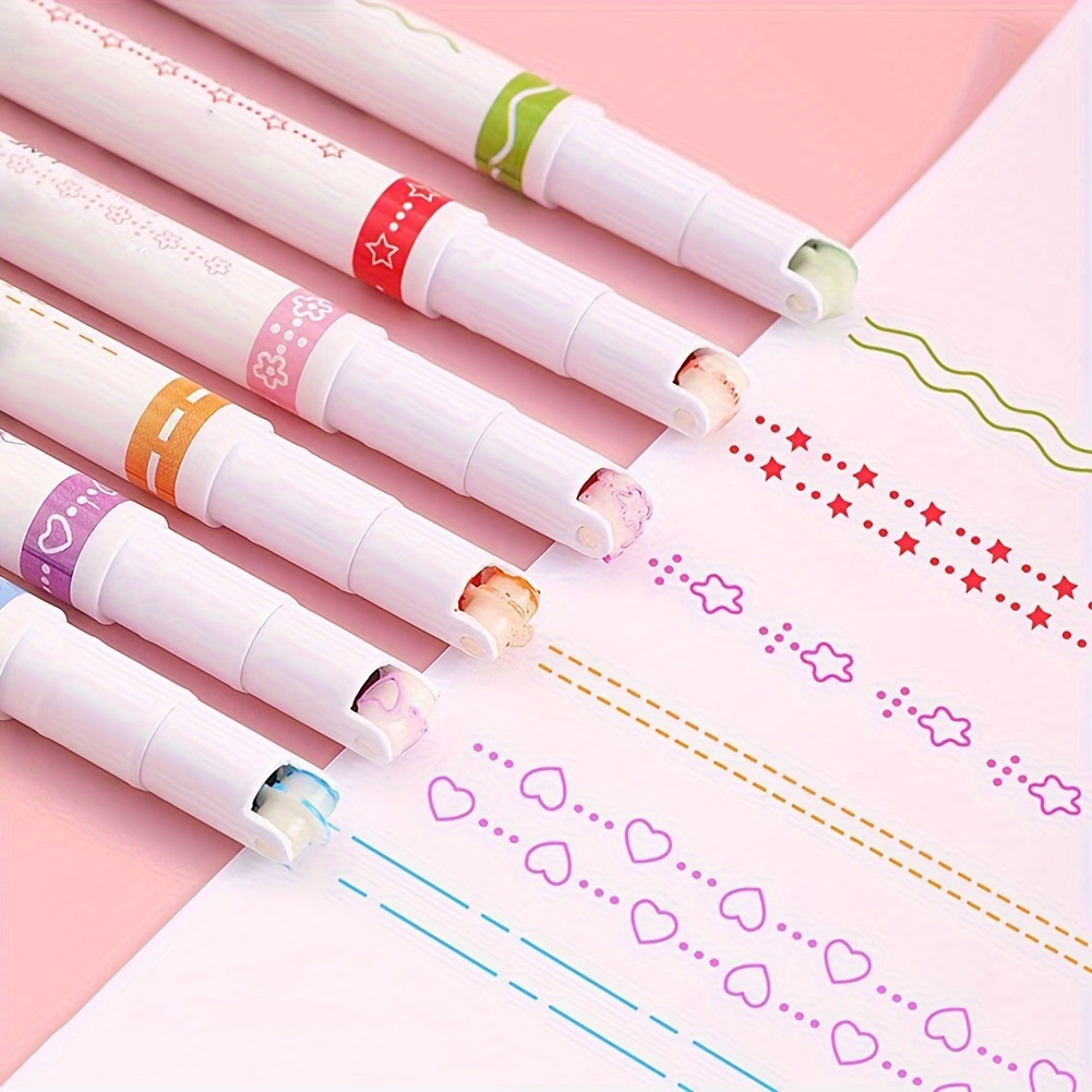 

6pcs Flownwing Flair Highlighters - Quick-dry, Linear Pens With Unique Curve Tips For Decorative - Ideal For Handmade Christmas & Thanksgiving Gifts