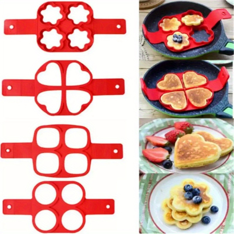 silicone pancake egg rings by new year kitchen essentials 1 pc nonstick flower shaped mold manual egg cooker pancake maker for fun breakfasts baking accessories details 0