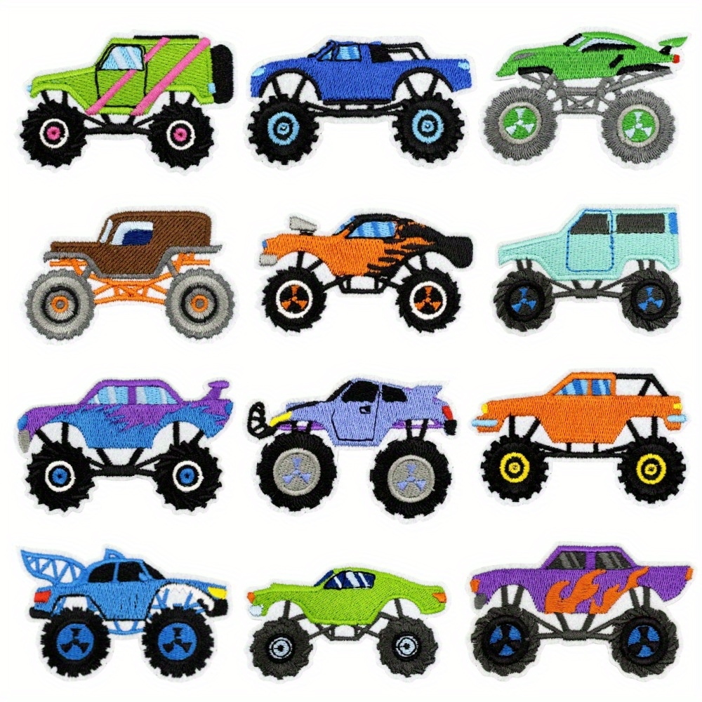 

12pcs/set Cartoon Cars Embroidery Stickers Iron On Patches Bags & Clothing Customization