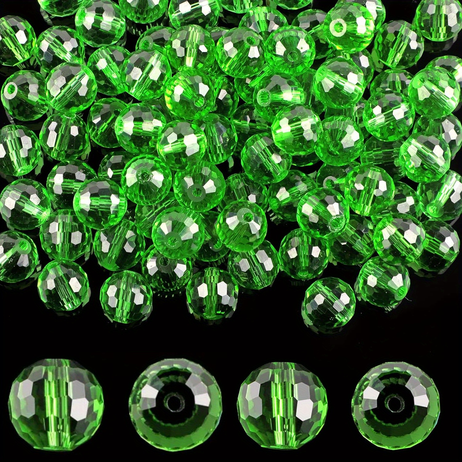 EMSea 150PCS Rondelle Distanziali Perline Brillanti Strass Perline Rotonde Sciolte per Braccialetto Collana Orecchino Gioielli Fare Decorazioni 6mm 8mm 10mm 50PCS Ogni Dimensione Argento