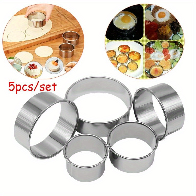 E-shop 5-teiliges Set, Edelstahl Keks- Teigschneider, Fondantform, Kekshersteller, Runde Backzubehör