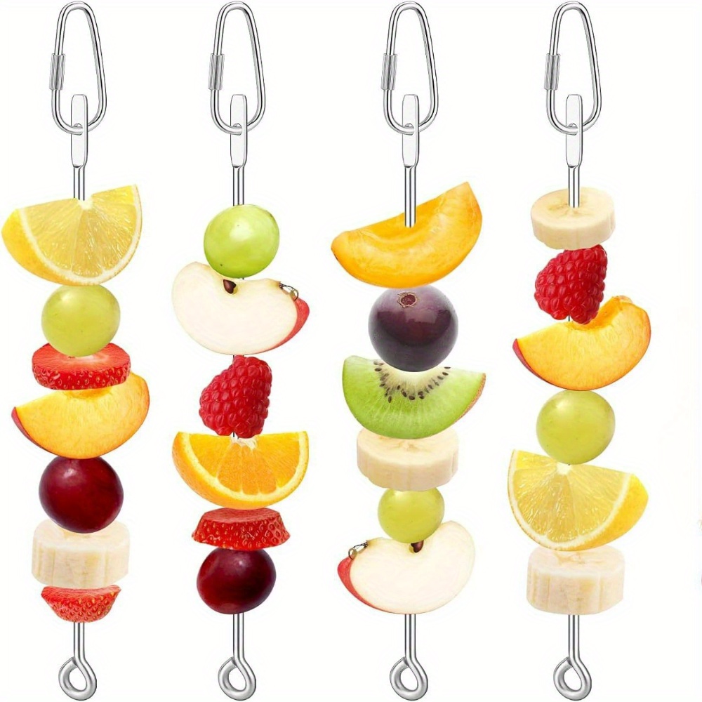 

1pc Stainless Steel Bird Feeding Skewer, Parrot Foraging Toy With Hanging Hook, Fruit And Vegetable Holder For Macaws, Parakeets, Cockatiels, And Various Small Birds