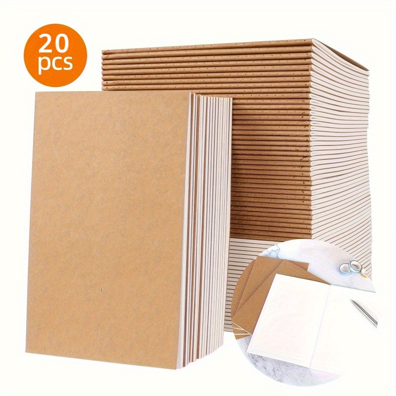 

20pcs A5 Journal Notebooks With Paper Cover, Blank Journals Bulk, 72 Pages Notebook, Travel Journal Set, For , Office Supplies