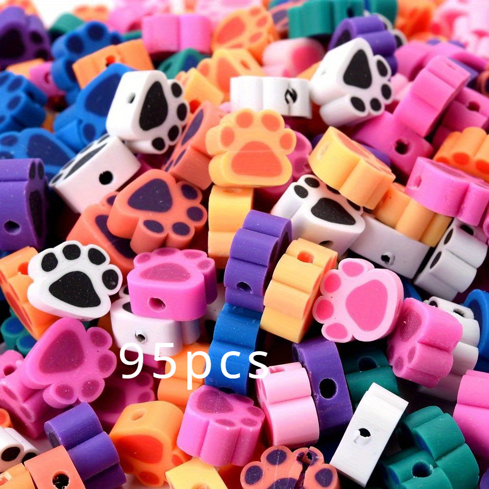 95pcs Paw Polymer Clay Spacer Beads For Jewelry Making Diy Bracelet Earrings Necklace Diy Beaded Crafts Accessories