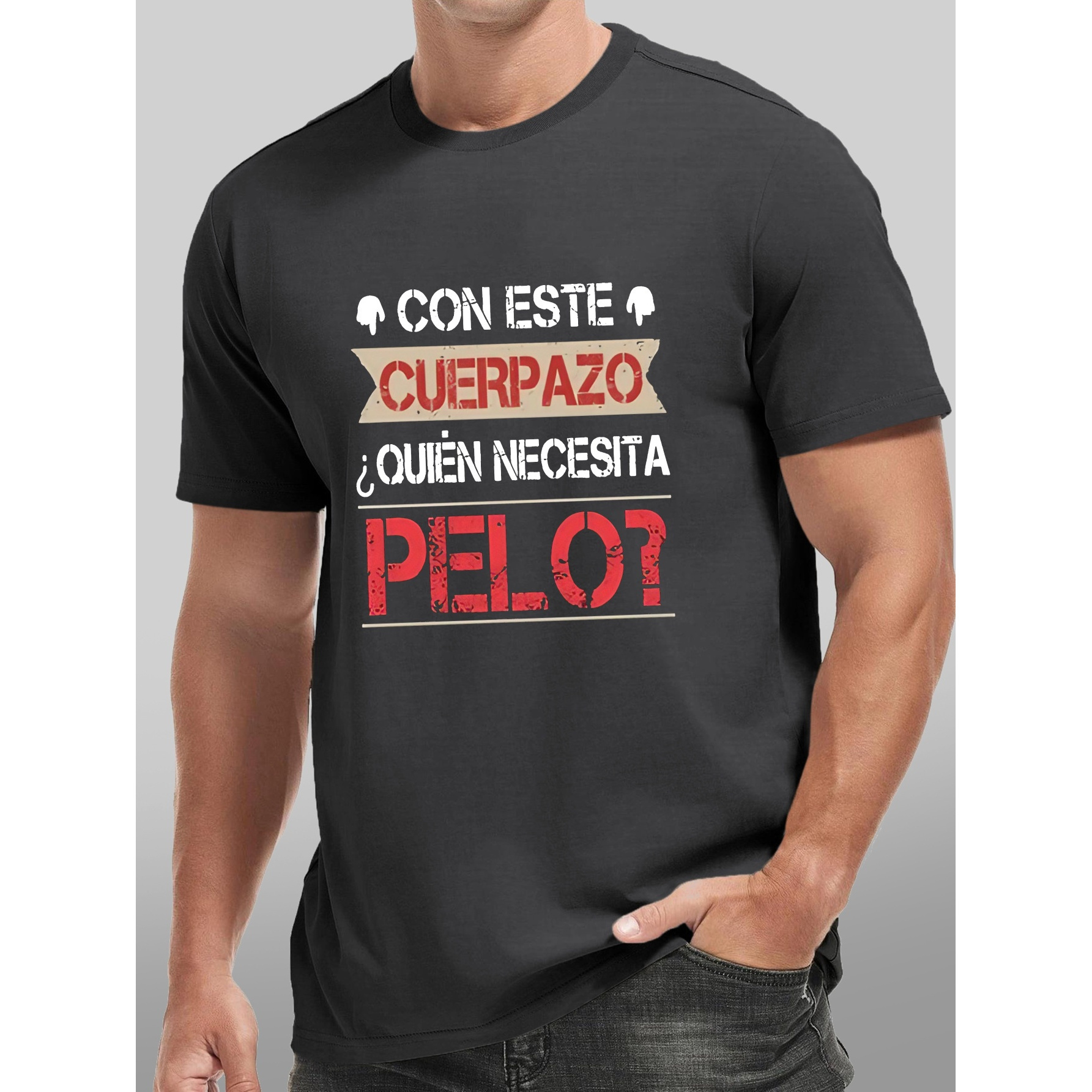 

Men's Breathable Polyester T-shirt - Casual Crew Neck With Spanish Print, Summer Outdoor Activities