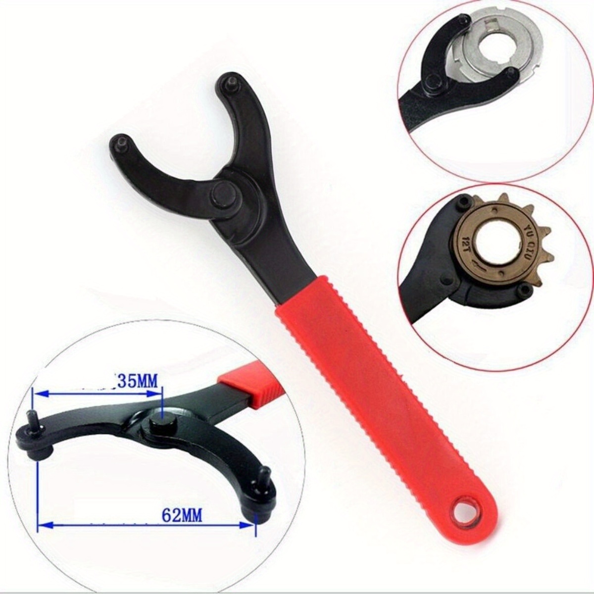 

High- Crank Removal Tool - Durable Carbon Steel, Easy Grip Handle, Red & Black