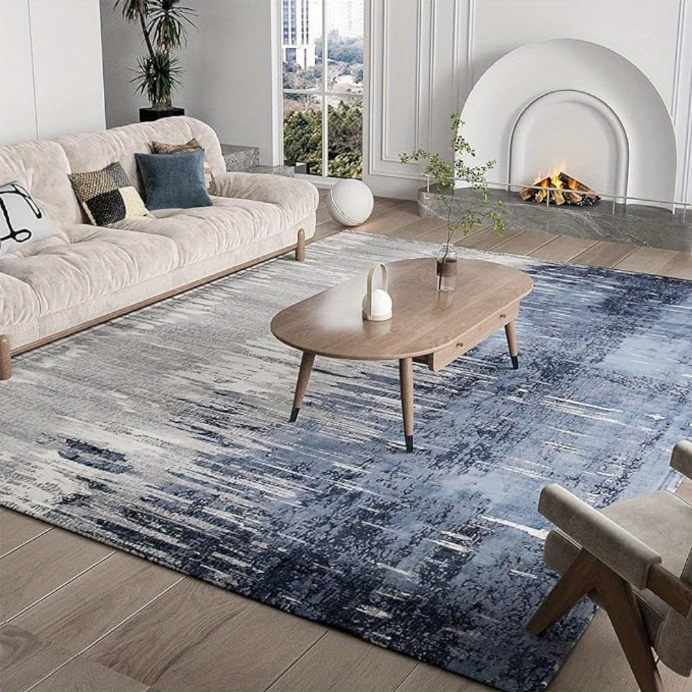

1 Pc Orhopui Washable Area Rug, Area Rug For Living Room, Soft Area Rug For Bedroom, Abstract Design, Stain Resistant Rugs, Tpr Anti-slip Backing, Non Shedding, Blue Area Rug