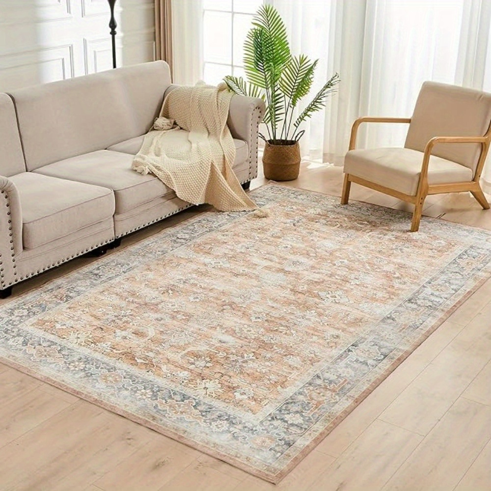 TEMU 1 Pc Orhopui Area Rug Washable Boho Rug Area Rug Non-slip Non-shedding Faux Wool Vintage Rug Large Home Decor For Entryway Bedroom Living Room Office Kitchen Printed Indoor Accent Rugs