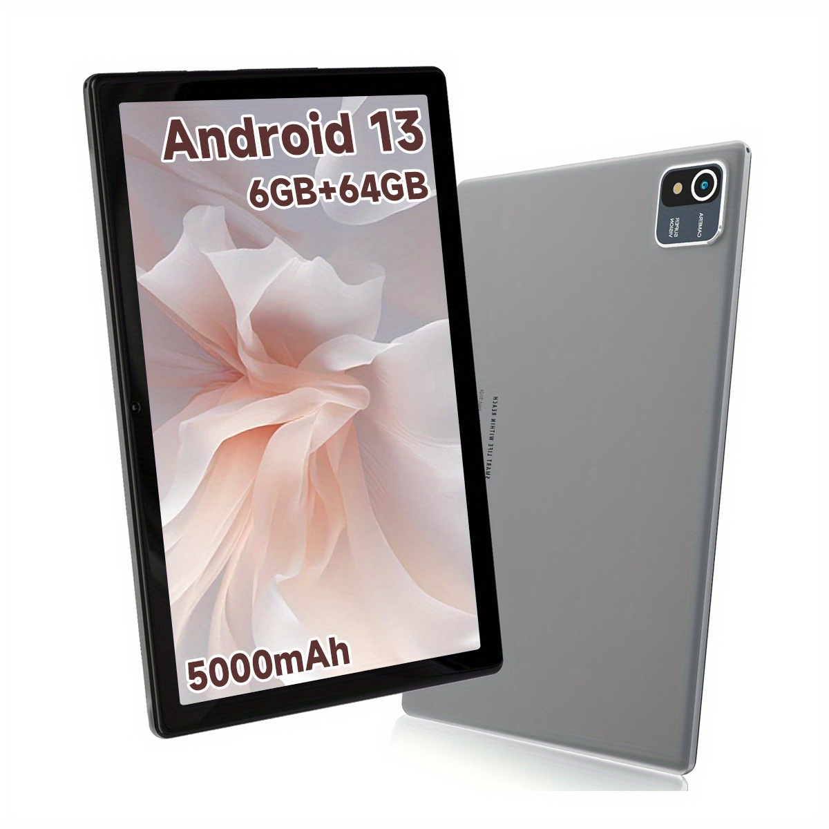 * 10.1 Inch Android 13 Tablet * * 6GB * 64GB ROM, 128GB SD, 1280* IPS,  5MP+8MP Camera, 5000mAh Battery gray/silver