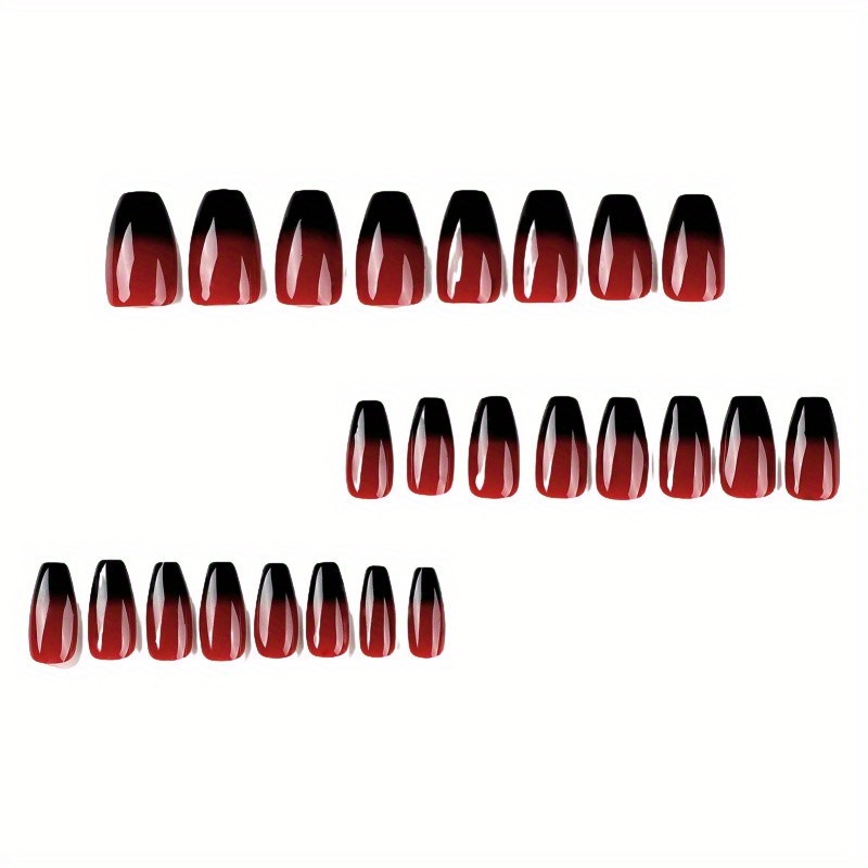 

Press On Nails Medium Almond, Gothic Handmade Burgundy Jelly Gel Glue On Nails, 24pcs Glossy Short Stiletto Reusable Uv Finish Fake Nails Acrylic False Nails Manicure Kits For Women Gift