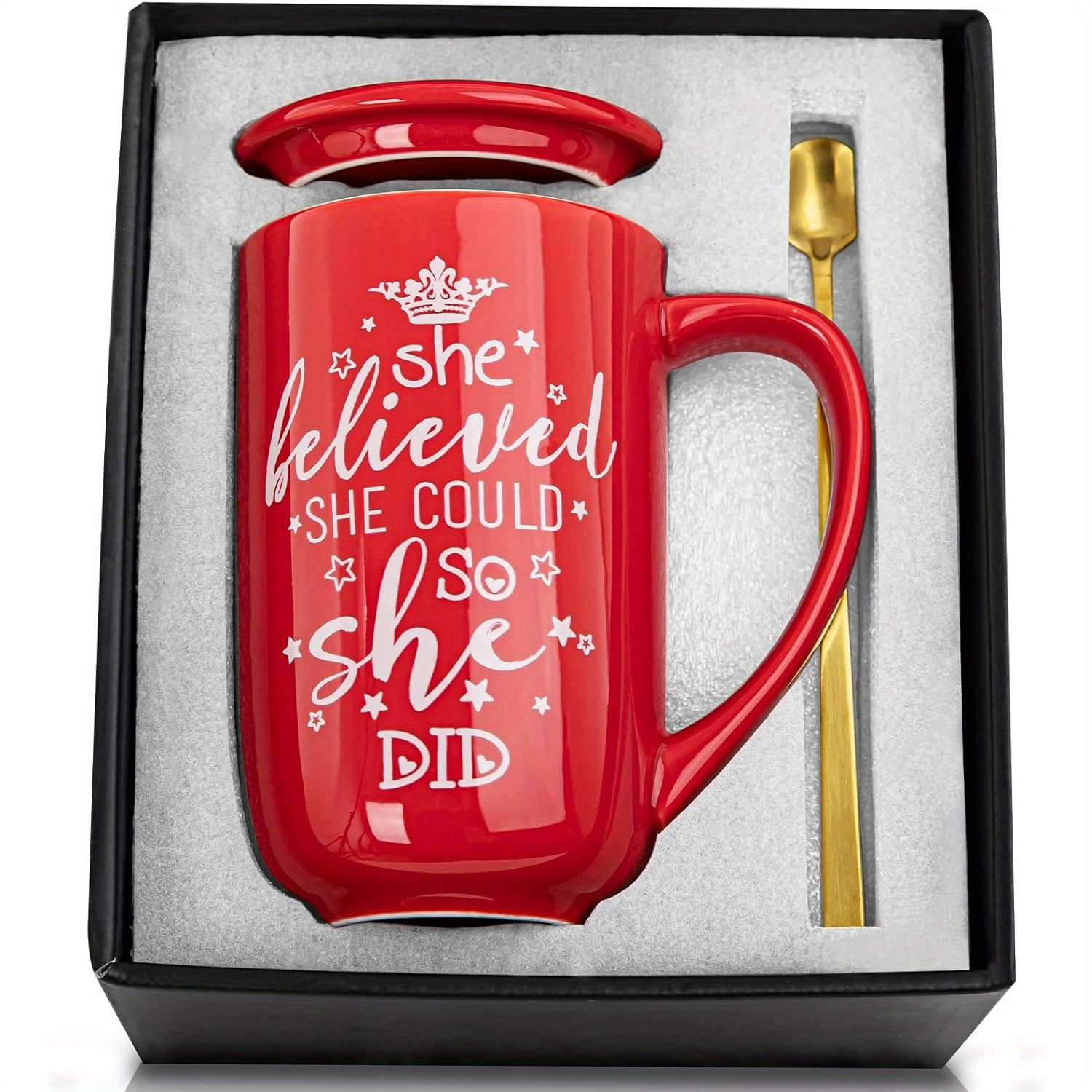 

Graduation Gifts For Her, Inspirational Congratulations Gifts For Women - She Believed She Could So She Did Mug - Valentines Day Gift For Female, 18oz Large Capacity Red Ceramic Coffee Cup, Gift Boxed