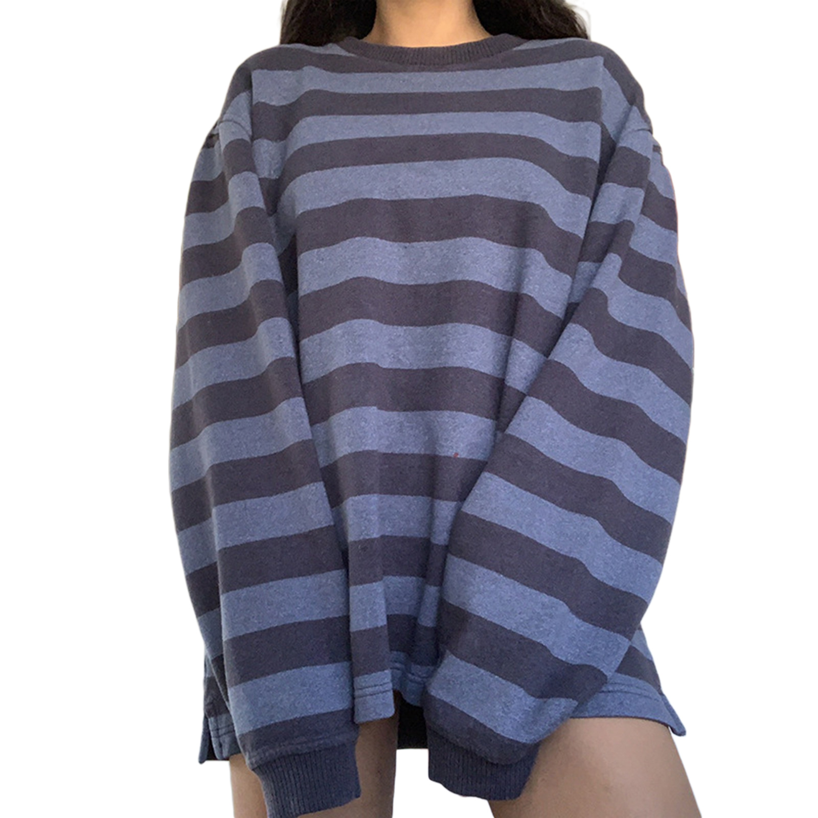

Womens Casual Long Sleeve Sweater Fashion Color Round Neck Loose Sweatshirt