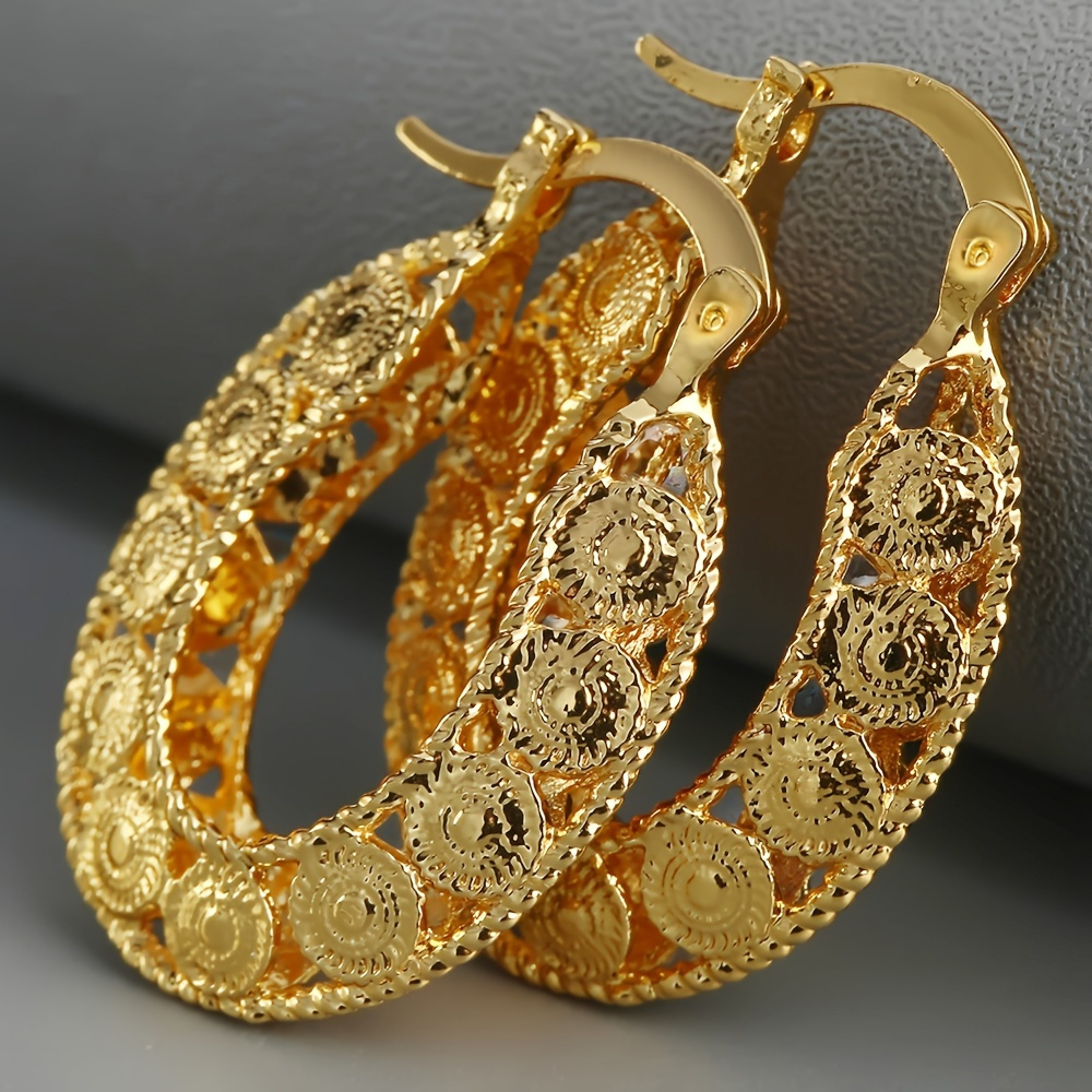 TEMU Women's Round Hollow Filigree Earrings Fashion Ear Jewelry For Women