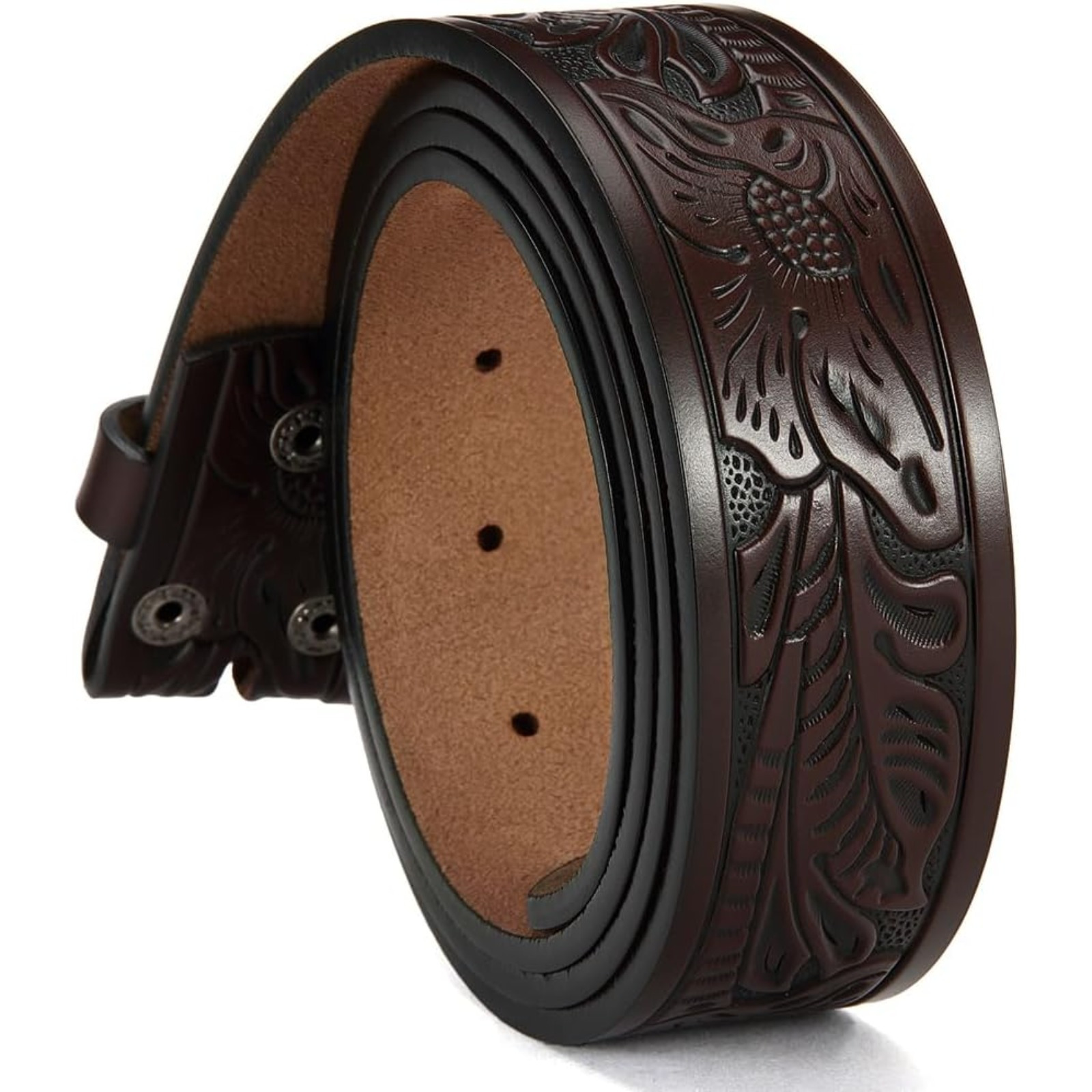

Chaoren Western Belts For Men Without Buckle - Cowboy Belt 1.5" Full Grain Leather Belt For Jeans - 1 Solid Piece Leather