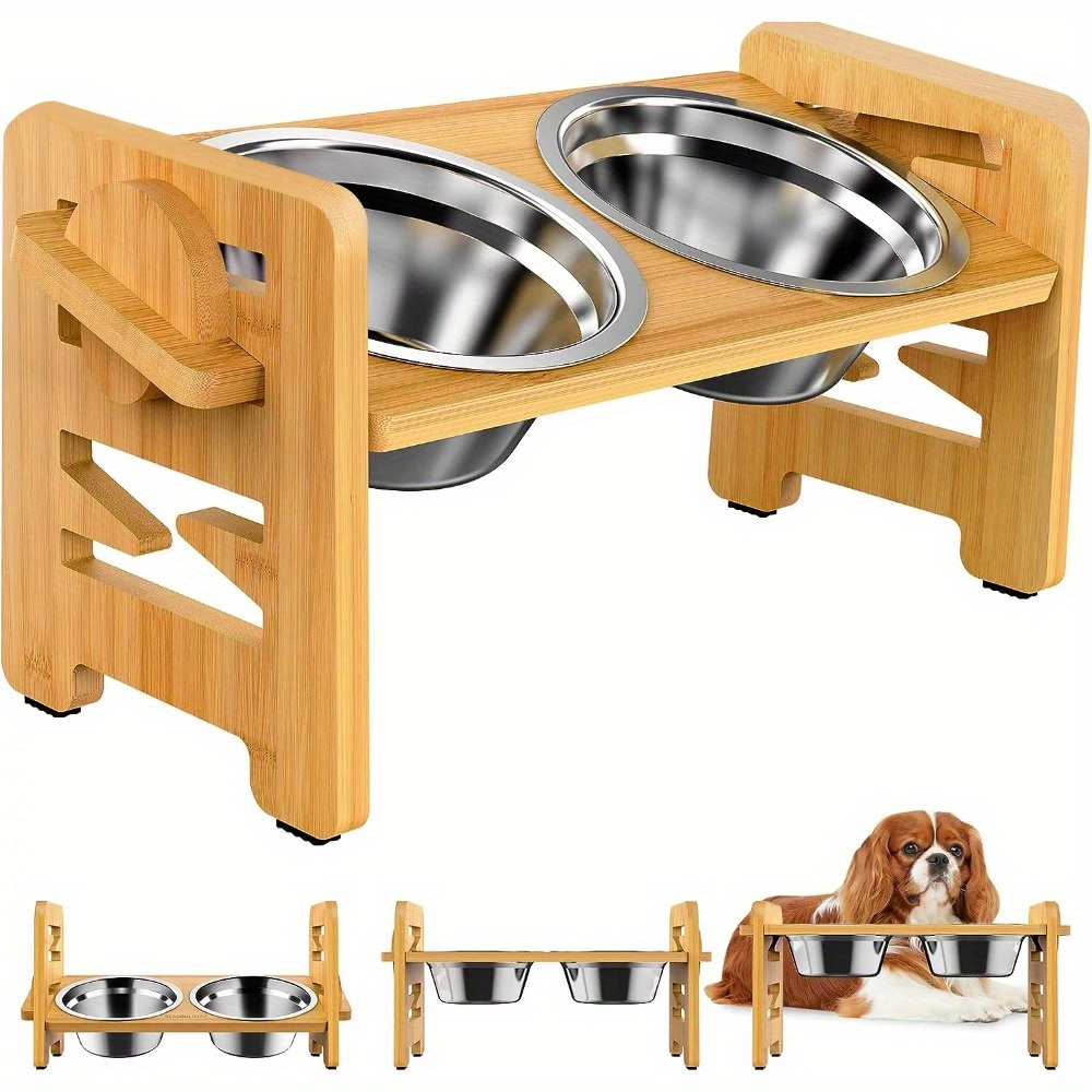 

Elevated Dog Bowls For Small Dogs, Elevated Cat Bowls For Indoor Cats, Adjustable Raised Dog Bowl Stand, Raised Cat Food Bowls With 2 Stainless Steel Bowls