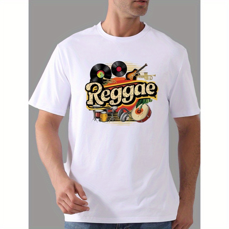 

T-shirt imprimé Reggae, t-shirts pour hommes, t-shirt décontracté à manches courtes pour l'été