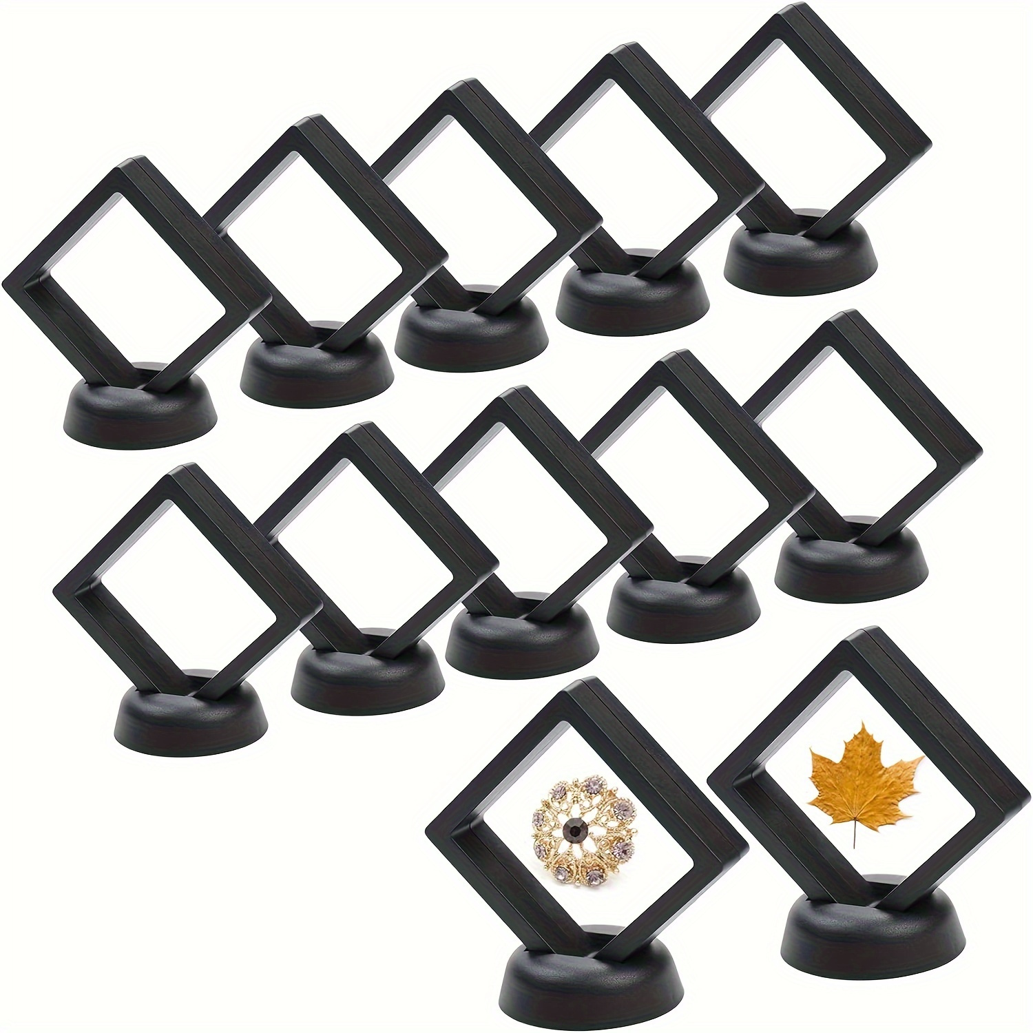 

5-pack 3d Floating Display Frames With Stands - Uncharged, Versatile Plastic Showcase Boxes For Coins, Jewelry, Earrings, Rings, Pins, Medals, Memorabilia