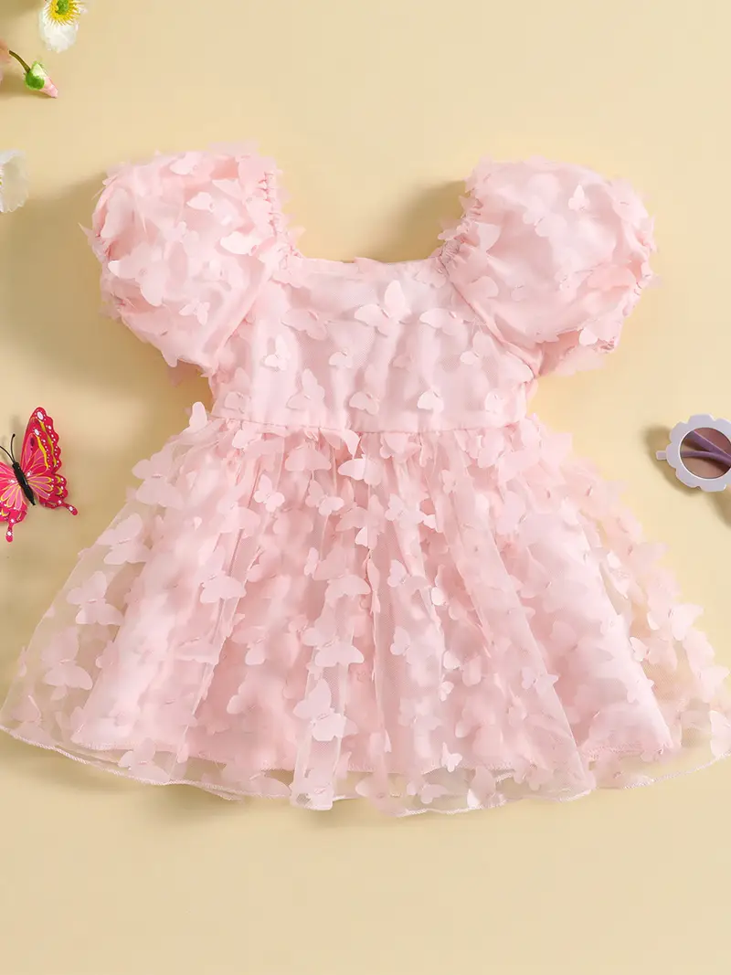 kids toddler girl princess dress short puff sleeve 3d - Temu kids toddler girl princess dress short puff sleeve 3d - Temu