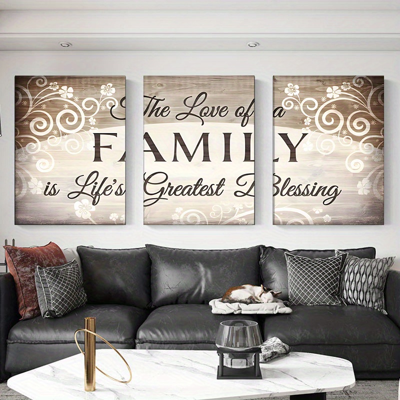 

Framed 3 Piece Family Wall Art Family And Blessing Canvas Poster Retro Art Love Of Family Quote Wall Art Aesthetic Family Themed Art Poster Modern Painting Wall Art Picture Living Room Home Decoration