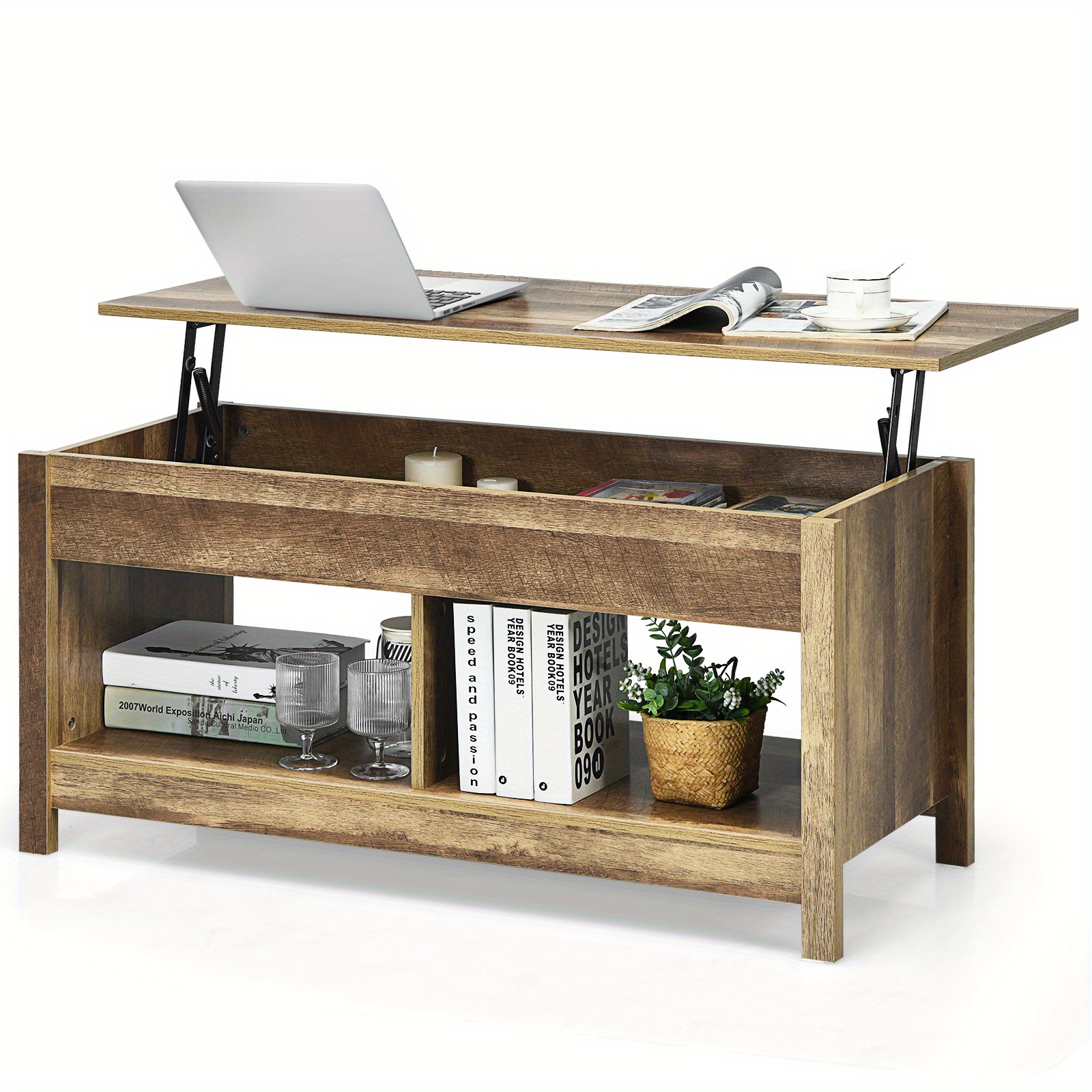 Coffee Table Height Adjustable, Sofa Table Side Table With Storage Compartment, Wooden Sofa Table, Coffee Table Tea Table For Living Room Balcony Hallway (nature)