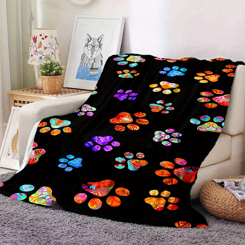 

Stylish And Soft Knitted Cat Paw Printed Blanket - Perfect For Couches, Offices, Beds, Camping, And Travel - A Versatile Gift For All Seasons