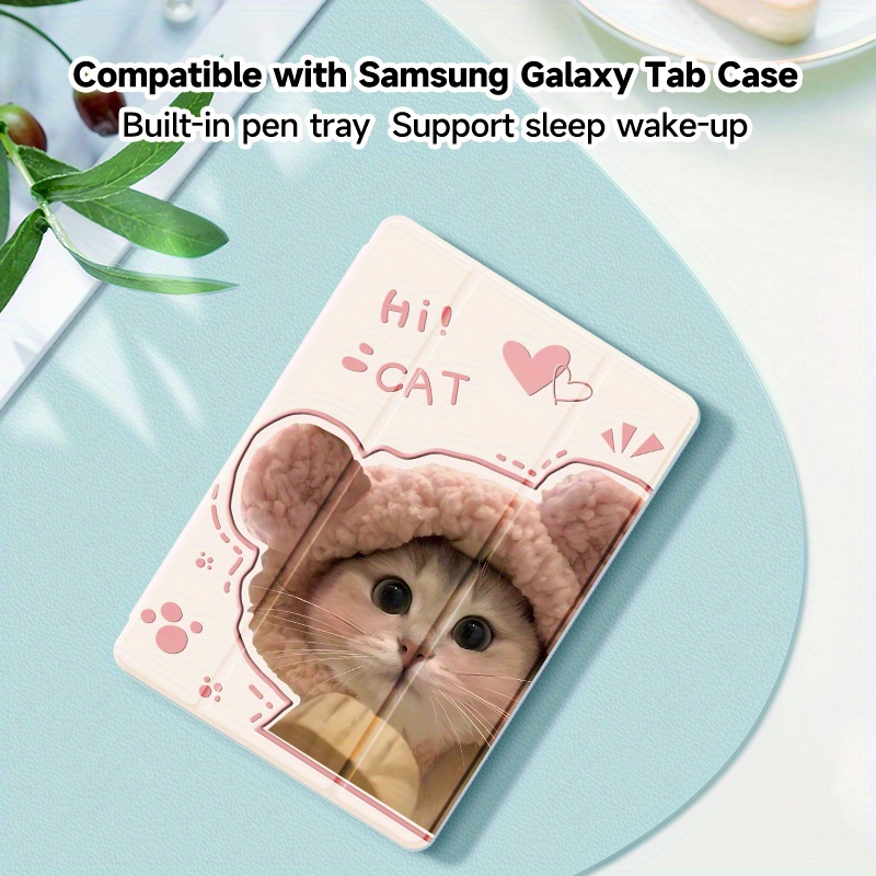 

Adorable Kitty Patterned Case 8.7", "a9+/ A9 Plus 11", "s6/s7/s7fe/s9fe/s9/+ With Built-in Pen Tray Support