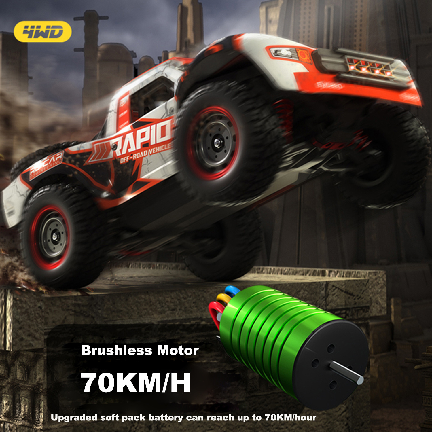 

Of 70km/h, 1:14 Drive Off-road Vehicle, In Brushless And Carbon Brush . The Shell Is With 3 Mode Led Lights Christmas Halloween Gift