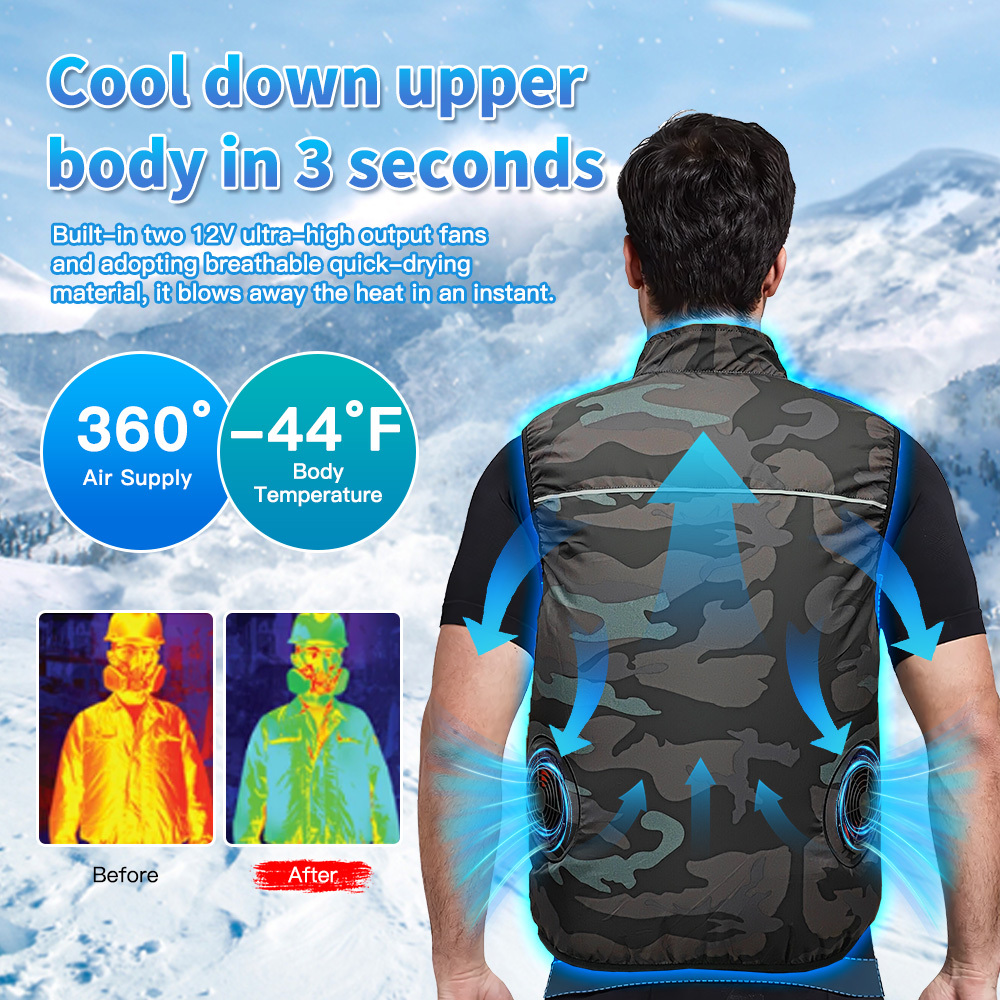 

12v Cooling Vest With 24000mah Batterypack, Camouflage Air Conditioner Clothes, 360°air Supply Cooling Jacket