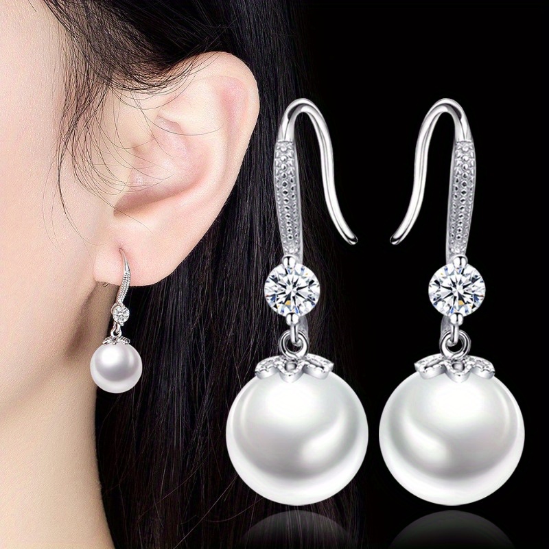 

1 Pair Of Plated 925 Silver Pearl Earrings -925 Silver Needle Hypoallergenic - Simple And Elegant Natural Freshwater Pearl Earrings - Perfect For Party Banquets - The Perfect Feminine Jewelry