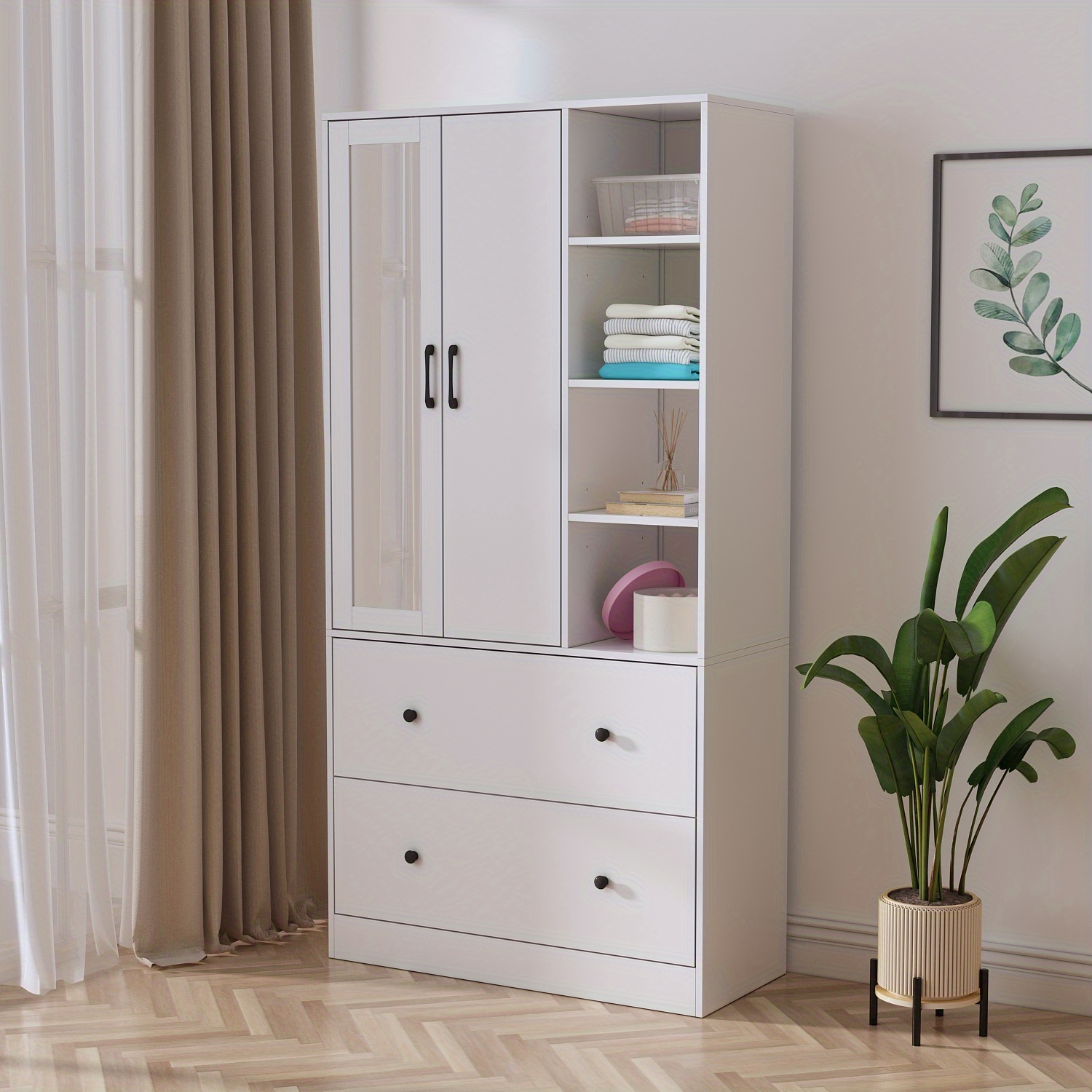 

2-door Wardrobe Armoire, Large Freestanding Armoire Wardrobe Closet For Clothes