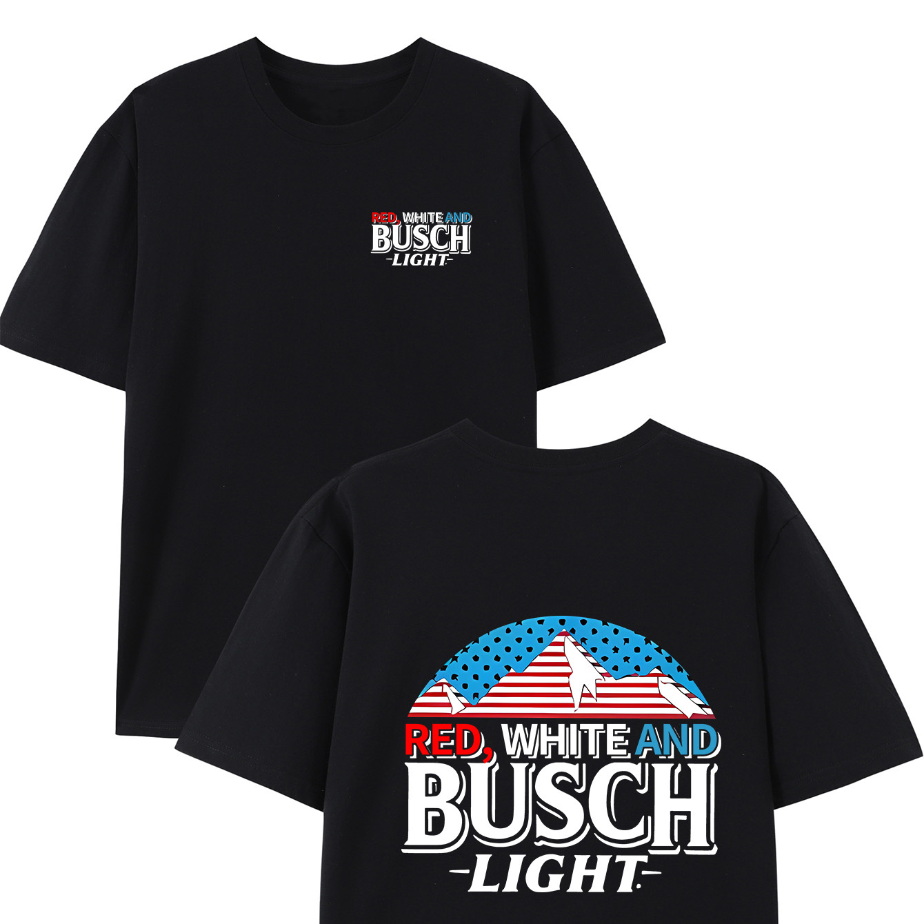 

Busch-light Print Tee Shirt, Tees For Men, Casual Short Sleeve T-shirt For Summer