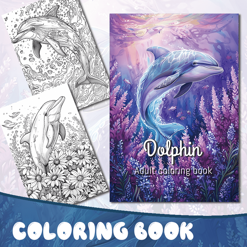 

Dolphin Coloring Book For Adults - 22-page Paper Notepad, & Fun Animal Theme Coloring Pad, No Feathers, Suitable For 14+, Personalized Plain Drawing Book, Birthday And Holiday Gifts