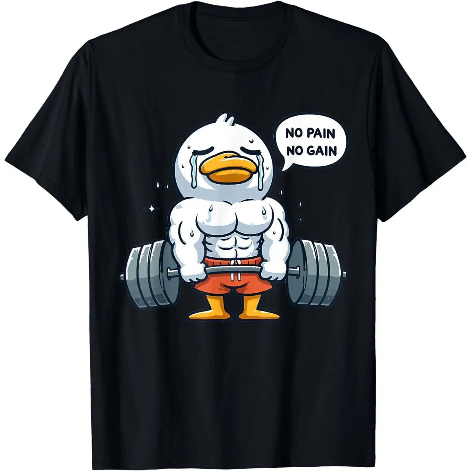 

No Pain No Gain Funny Duck - Gym Workout & Fitness Training T-shirt S-3xl