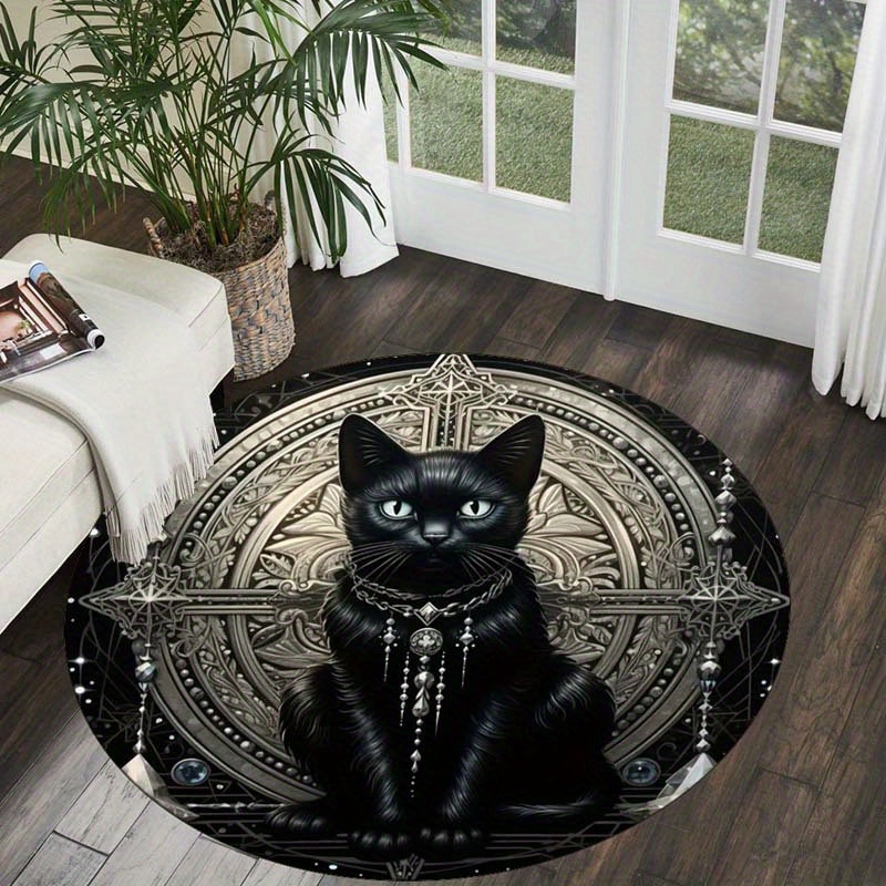 

Plush Black Cat Area Rug - Waterproof, Machine Washable For Living Room, Bedroom, Bathroom Decor, , Waterproof, Door Mat, Carpet