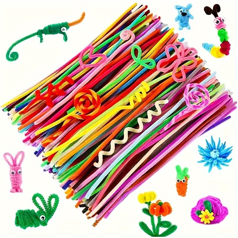 

100pcs Assorted Pipe Cleaners Set, Flexible Craft Fabric Twisting Sticks For Diy Art Projects, Multi Colored Chenille Stems For Creative Handmade Materials