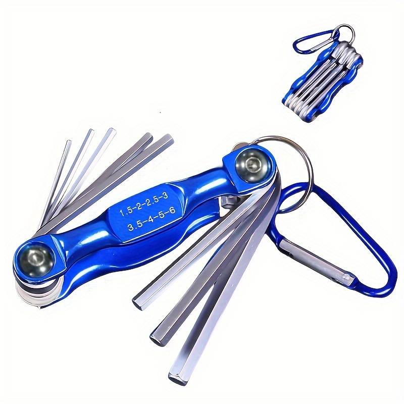 

Portable Hex Wrench Set With Carabiner - 6 Sizes, 1.53" To 3.22", 0.74" Thick, Aluminum Alloy