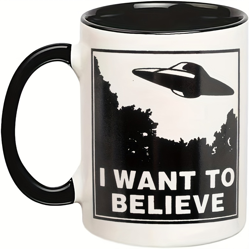 

1pc, 11 Oz Ceramic Ufo Mug - Perfect For Coffee, Tea, And - Double-sided Design For Unique Gift Idea