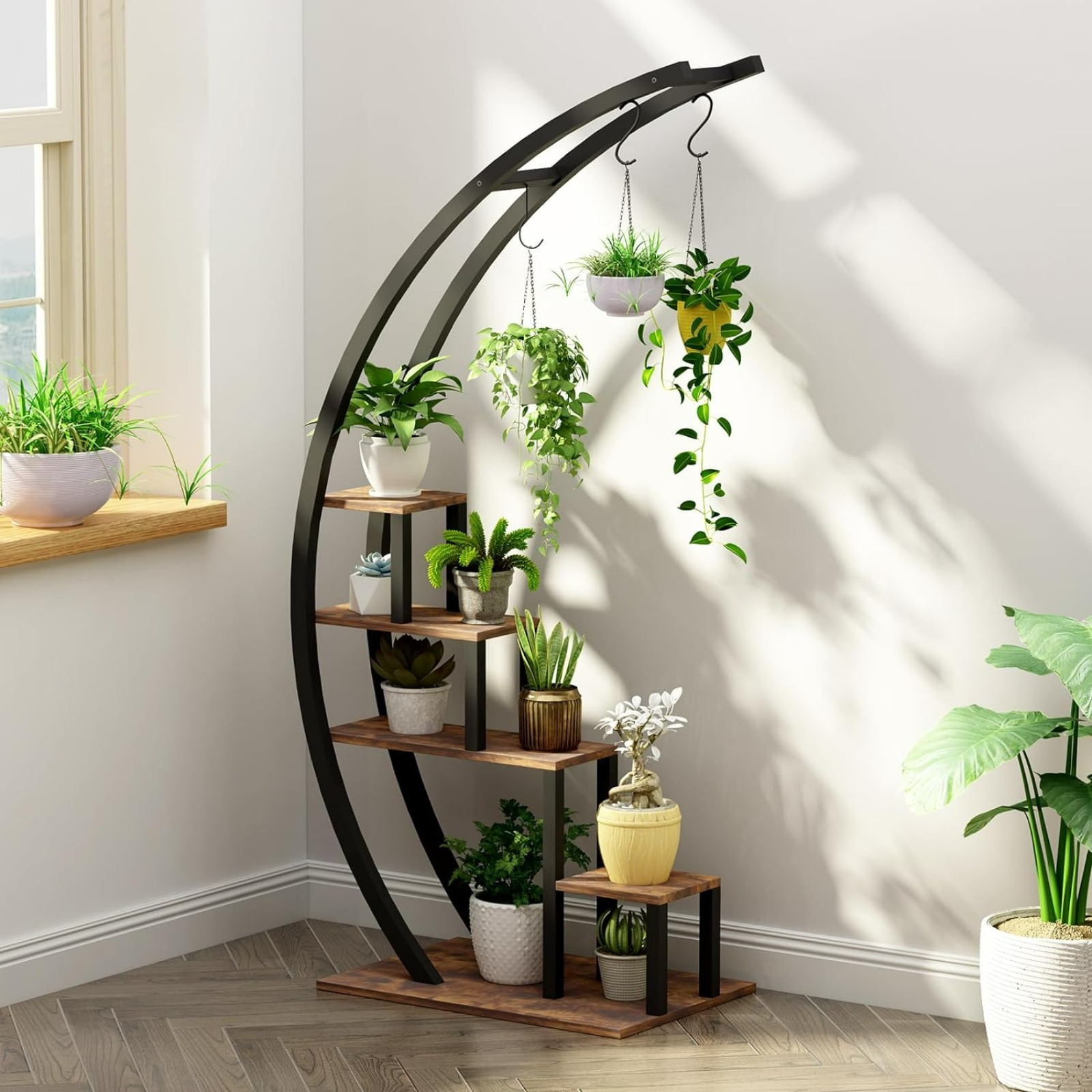 5 tier flower plant stand indoor 1 set 2 pack half moon - Temu