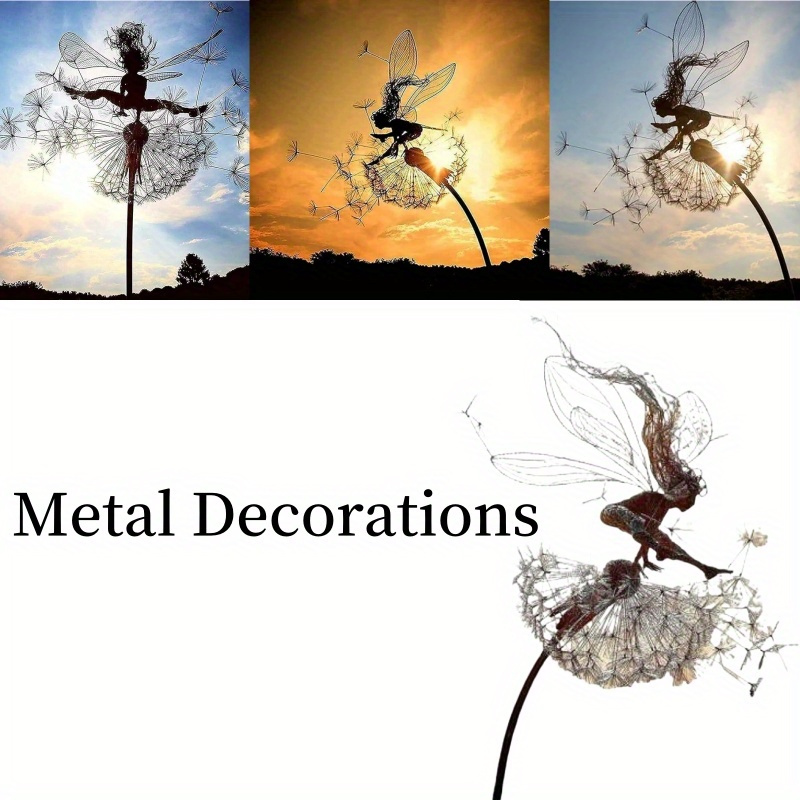 

Metal Decoration, Garden Floor Decoration, Flower Fairy Dancing With Dandelions, Courtyard Art Sculpture, Stainless Steel Statue, Holiday Decoration, Outdoor Courtyard, Lawn, Terrace Metal Decoration