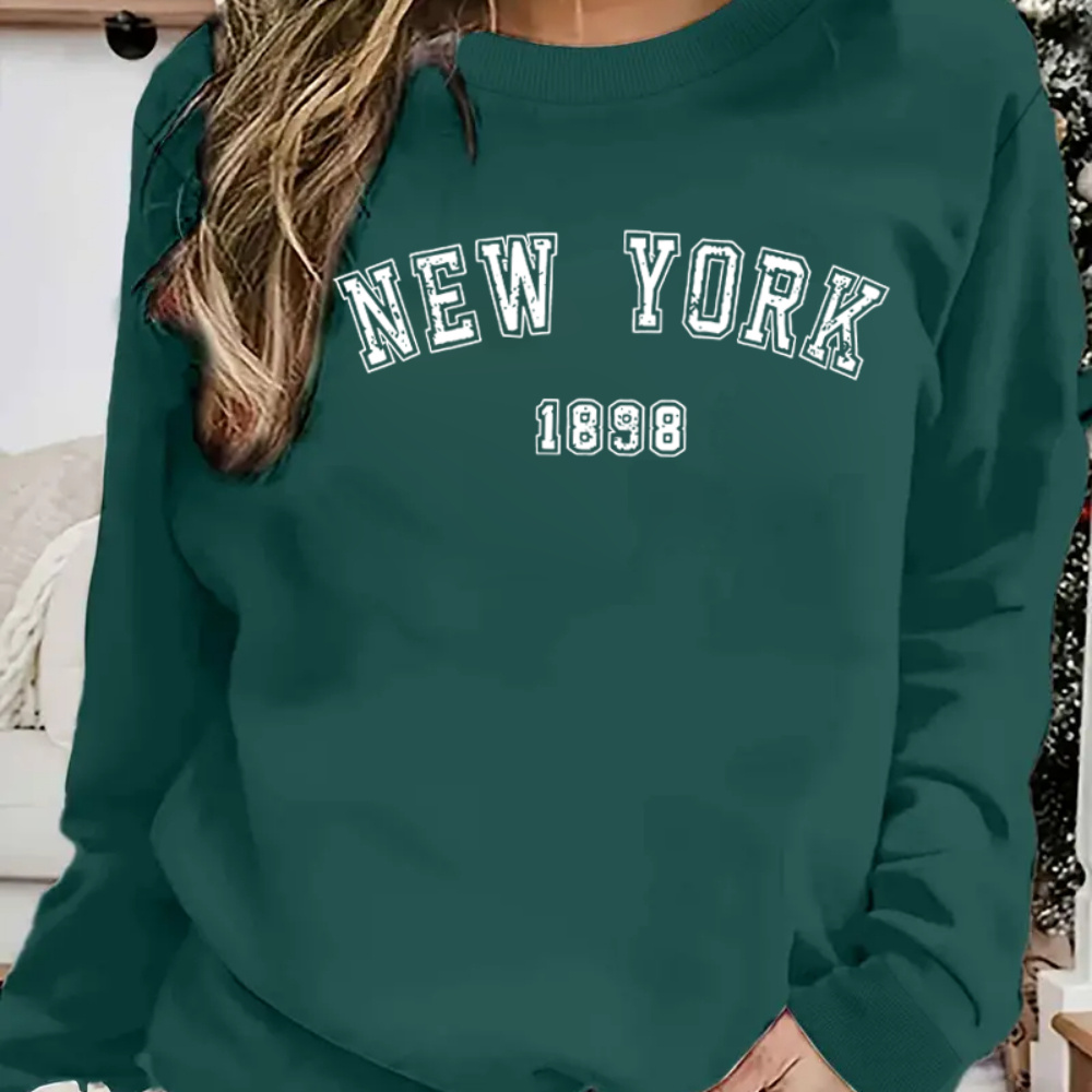 

Graphic Print Sweatshirt, Casual Long Sleeve Crew Neck Sweatshirt For Spring & Fall, Women's Clothing