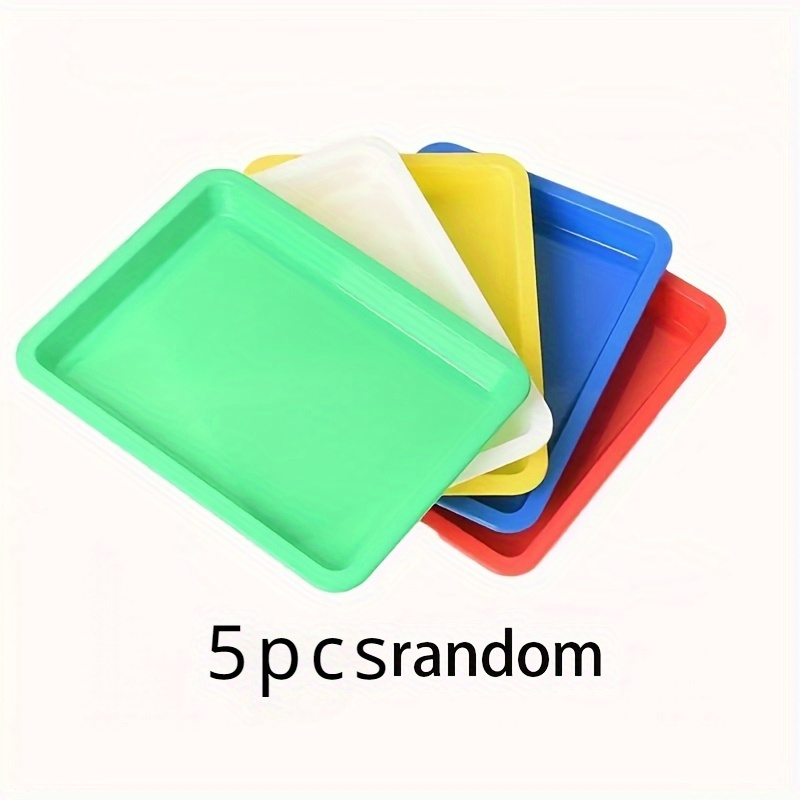 

5pcs Vibrant Solid Color Plastic Art Trays - Mixing Palettes For Diy, Painting, Beading & Crafts - , Easy To Clean - Home, School & Office