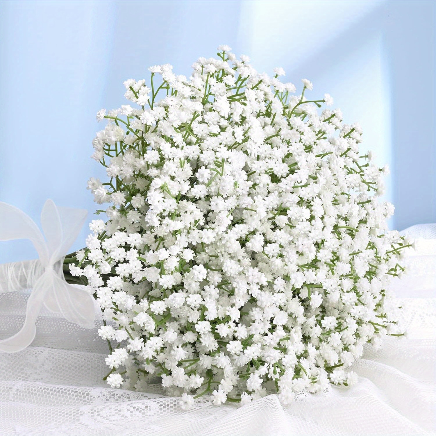 

12/25/35/60 Pcs Artificial Flowers, Long Stem Flowers Artificial Bulk, Real Touch White Fake Gypsophila For Wedding Arrangement Home Decor Festival Gatherings And Home Decorations