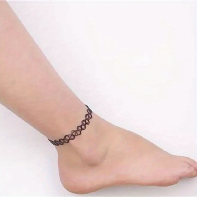 

Vintage Gothic Punk Stretch Anklet - Y2k Style Resin Choker Bracelet For Women, Halloween & Casual Attire