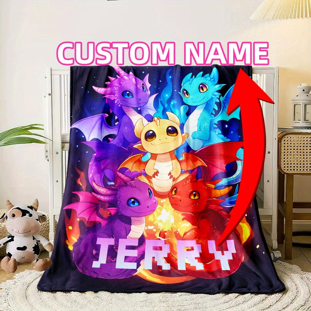 

Custom Dragons Name Blanket - Soft, Lightweight Flannel Throw For Couch, Bed, Travel & - , Machine Washable - Perfect Gift For Family &