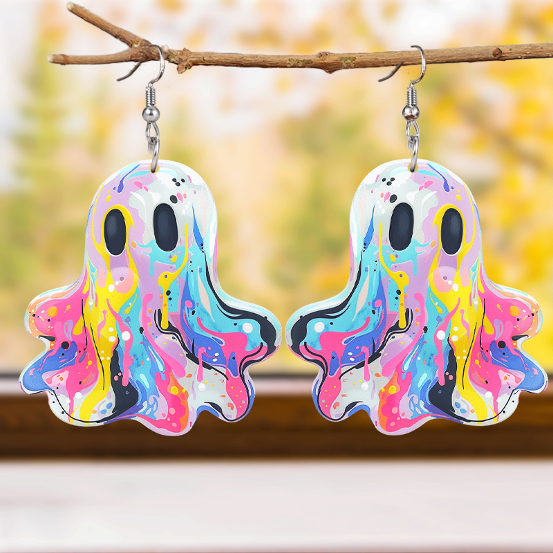 

1 Pair, Oil Paint Acrylic Earrings For Women Halloween Earrings Holiday Earrings Halloween Gifts