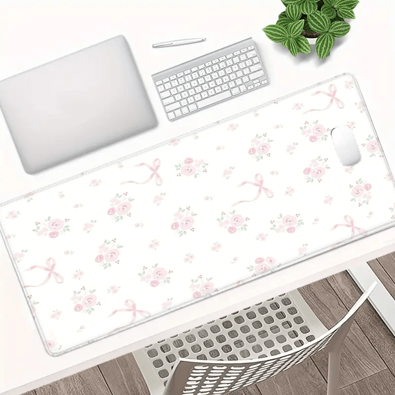 

Large Floral Extended Mouse Pad With Non-slip Rubber Base, Durable Stitched Edges, Smooth Surface For Gaming And Office, Romantic Rose Pattern Desk Pad For Keyboard And Mouse – Oblong Shape